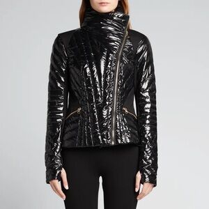 Blanc Noir Motion Panel Shiny Black Puffer Jacket - Large, New with tags